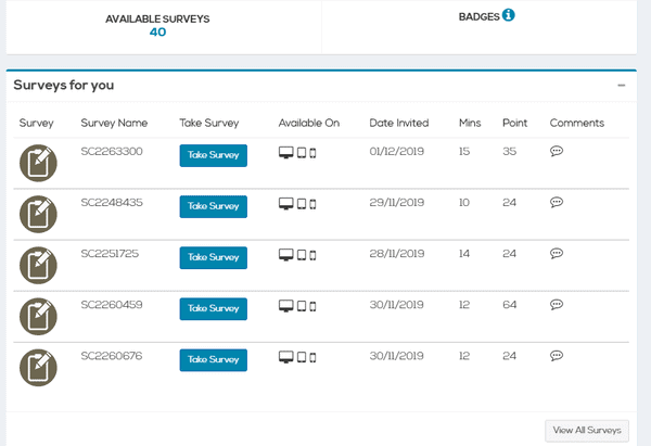 WDYT dashboard - Paid Surveys Fanatic wdyt dashboard