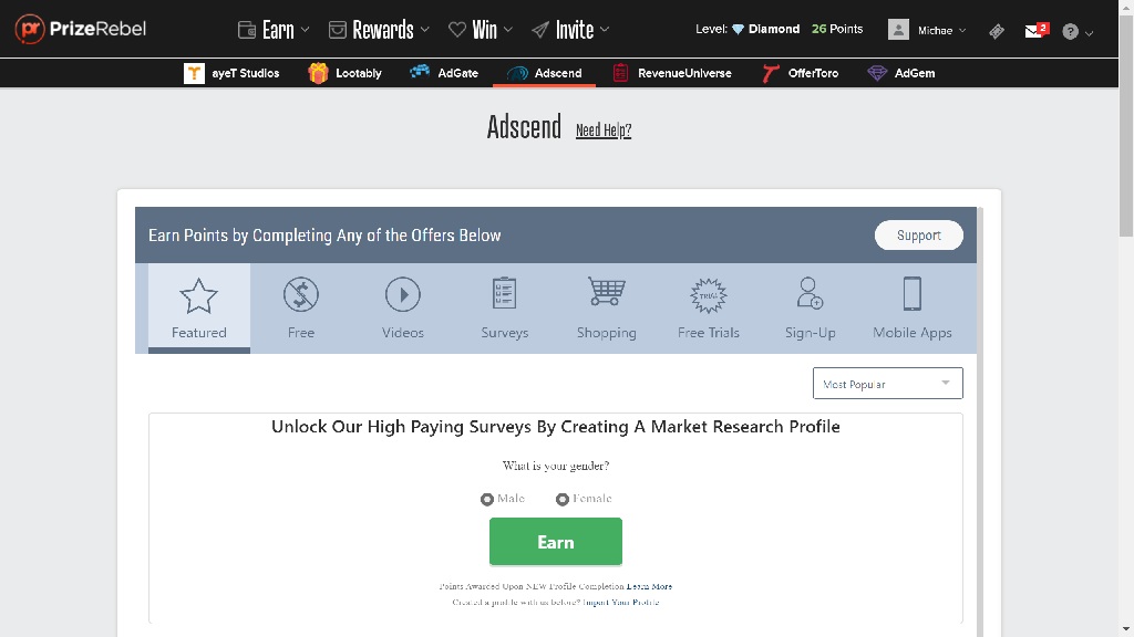 prizerebel offerwall image 1 - Paid Surveys Fanatic prizerebel australia review surveys offerwall